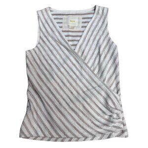 Maeve by Anthropologie Striped Wrap Sleeveless Top Beige White Size XS